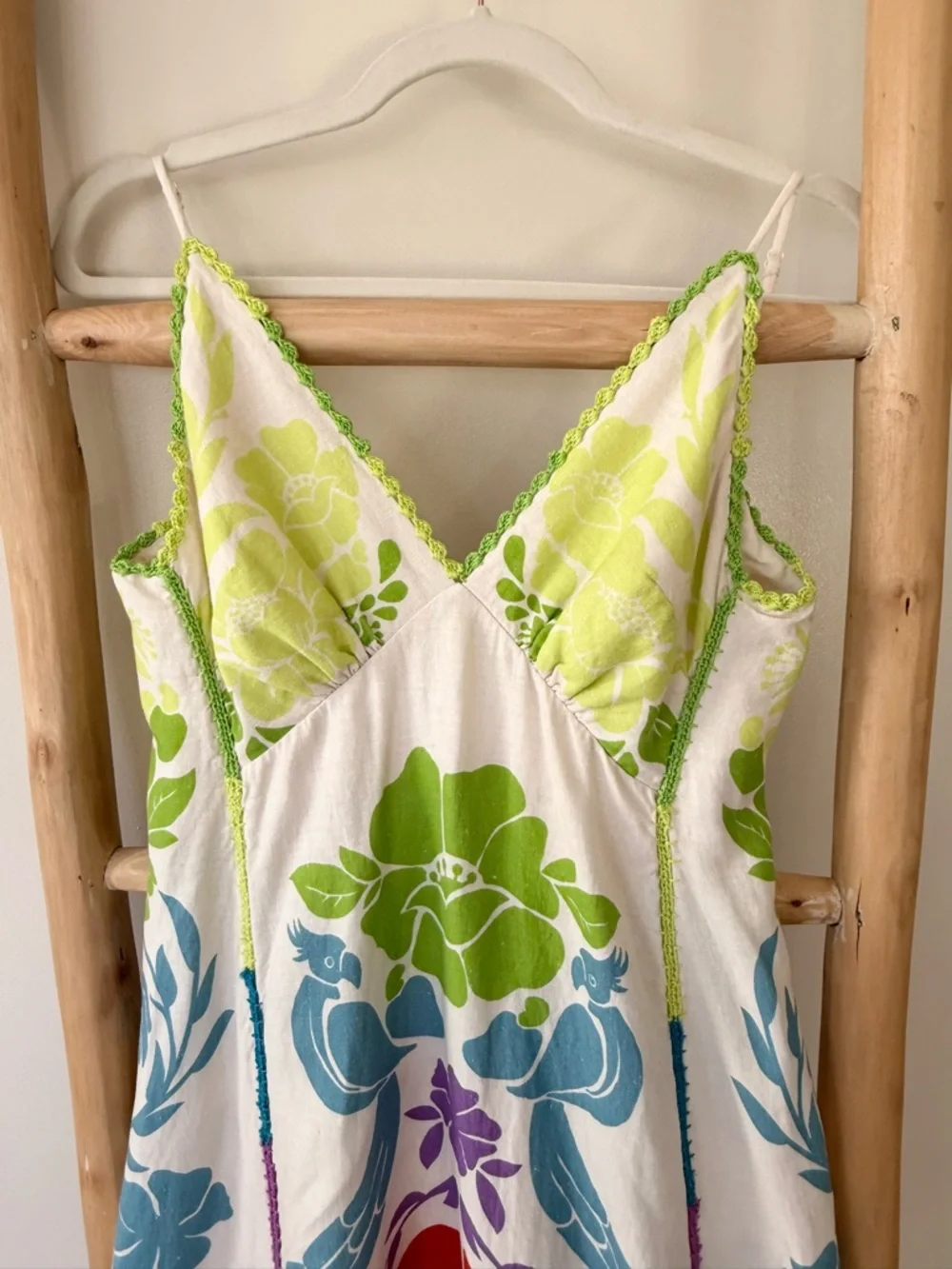 FARM Rio Colorful Tropical Pineapple Graphic Linen Blend Strappy Maxi Dress S - Picture 8 of 16